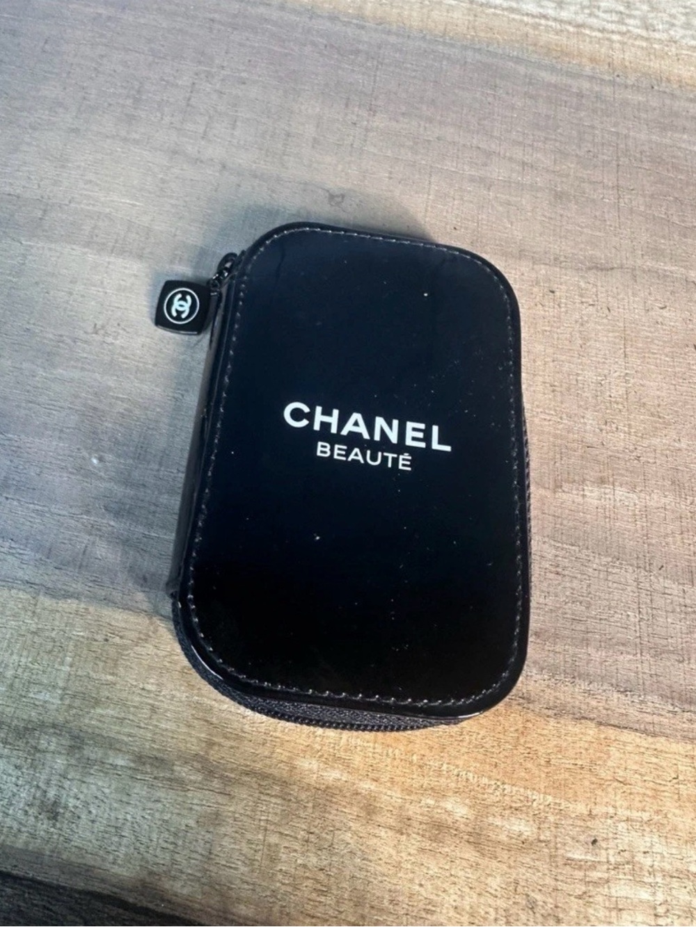 CHANEL Beauté Black Zip Cosmetic Case with Logo NWOT